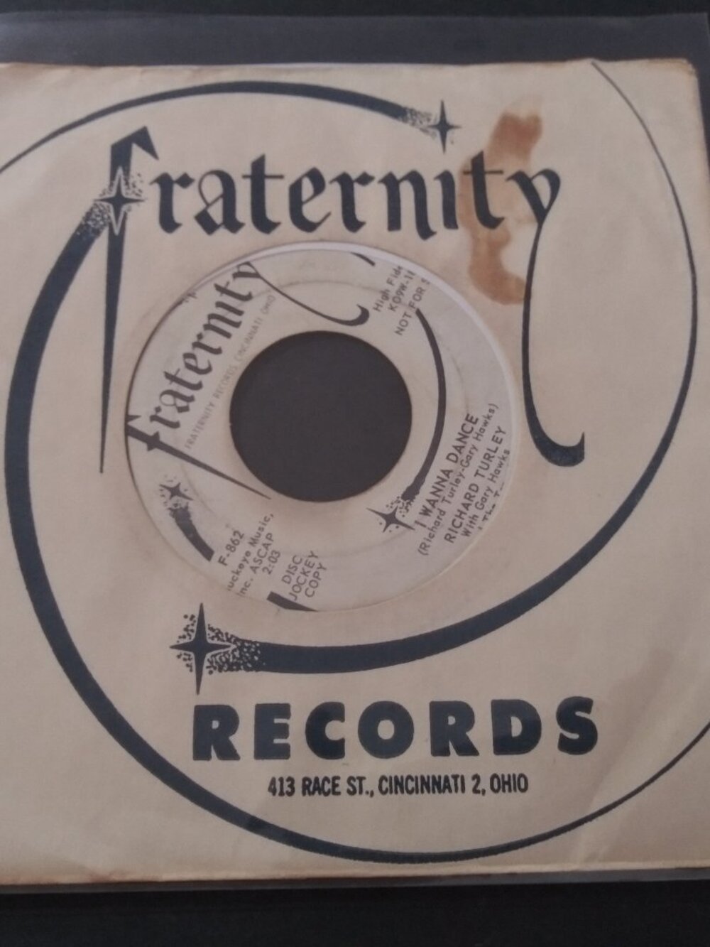 Richard Turley - I Wanna Dance VG- Promo 45RPM Fraternity Record 1959 ROCKABILLY